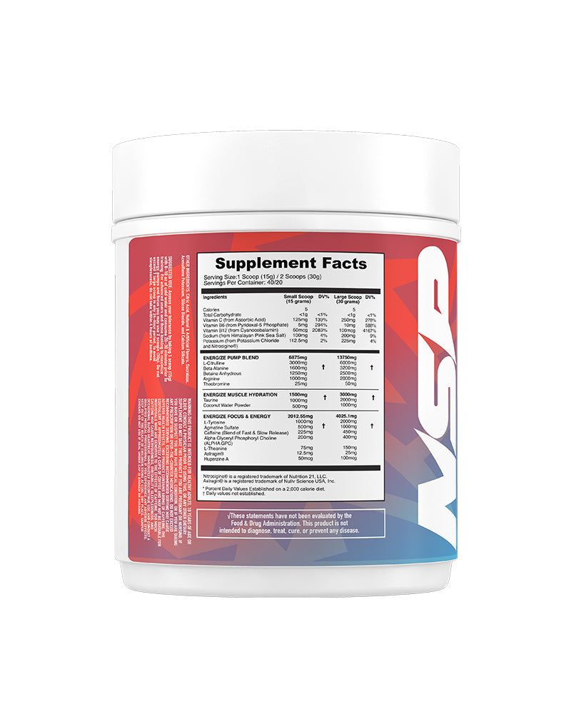Energize Complete Pre Workout and Pump Blend Supplement