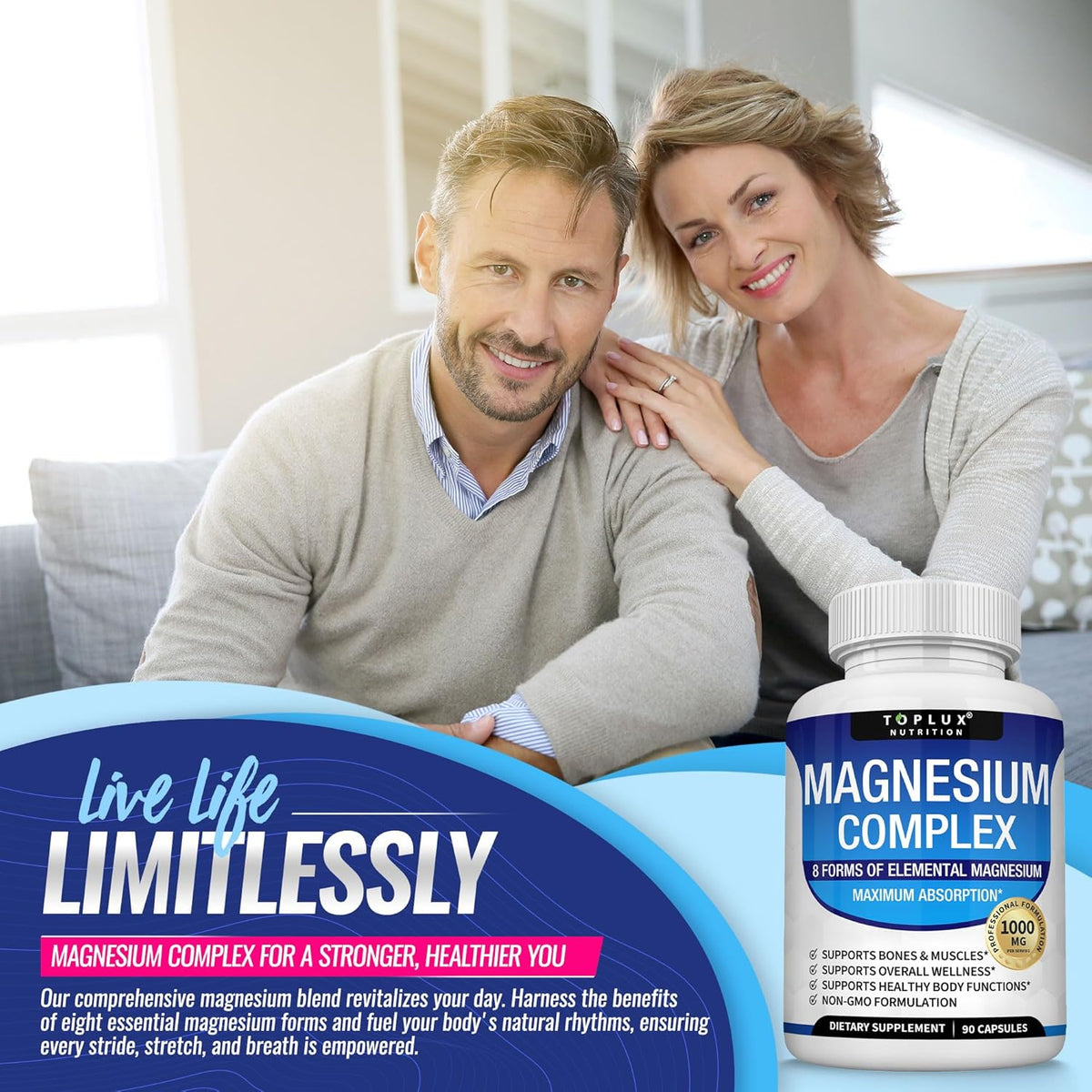 Magnesium Complex 1000mg 90 Capsules Glycinate Citrate Malate