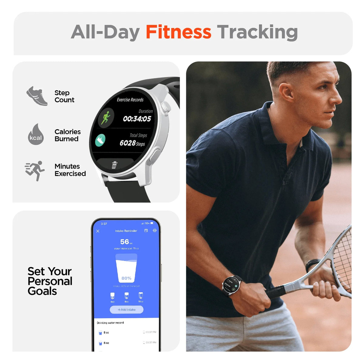 SmartWatch Fitness Tracker Activity Health Monitoring Wearable
