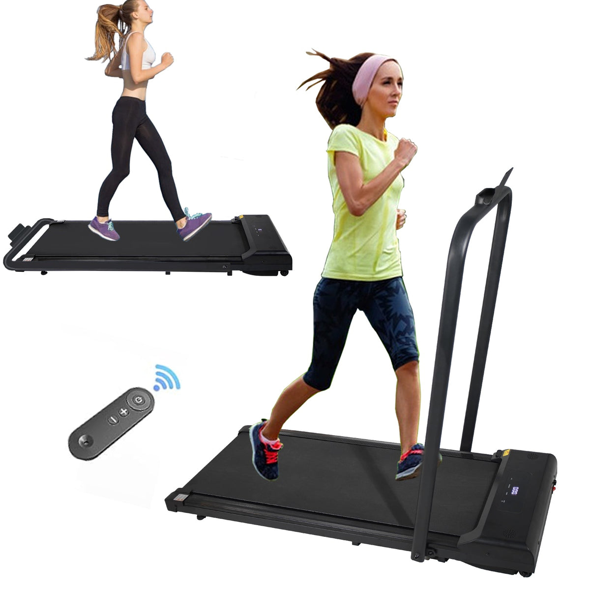 2 in 1 Folding Walking Pad Treadmill Portable