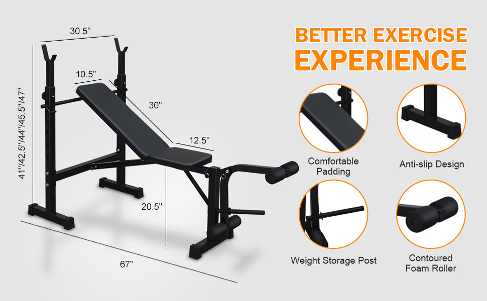Olympic Weight Bench Press Set with Squat Rack