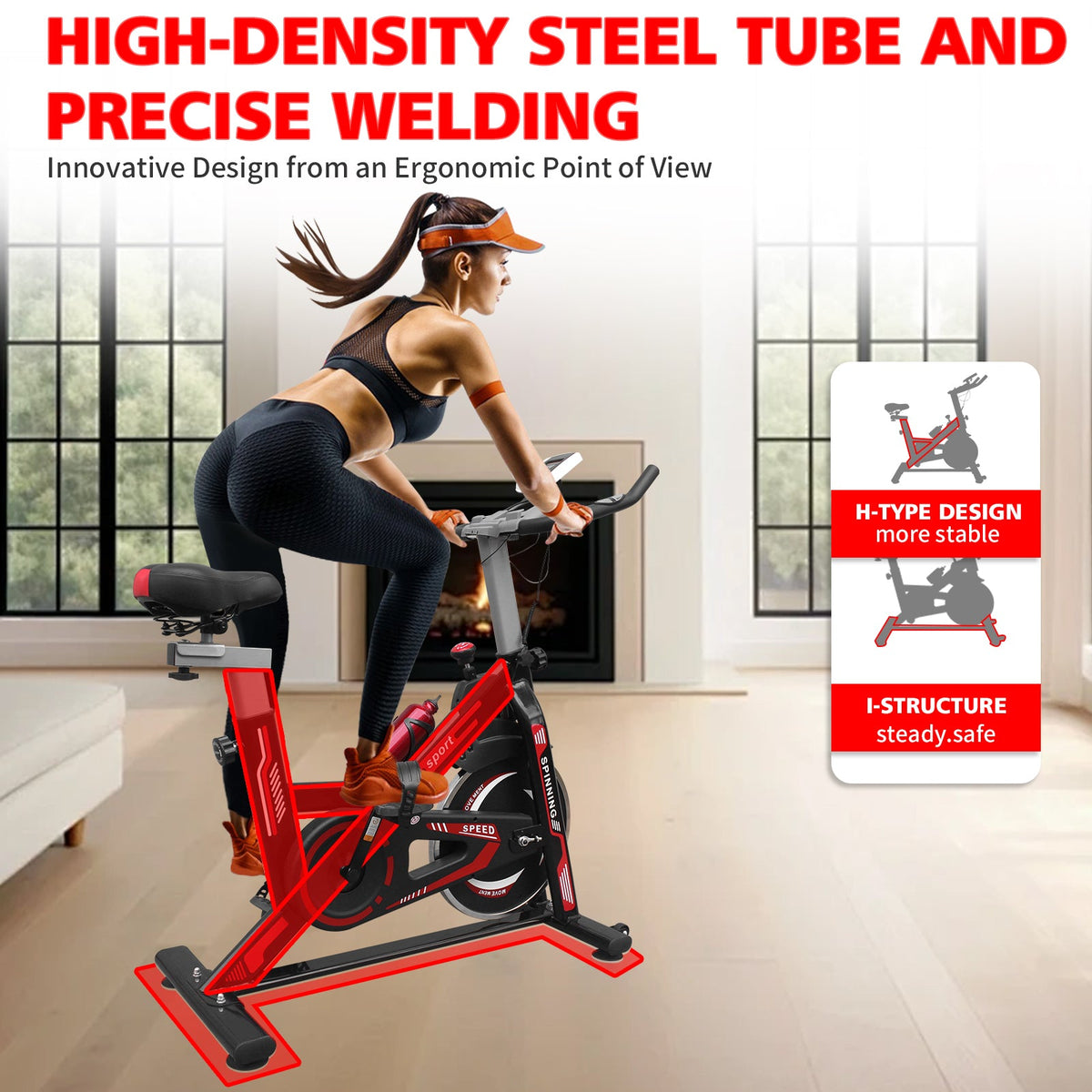 Indoor Exercise Cycling Bike with Comfortable Seat Cushion