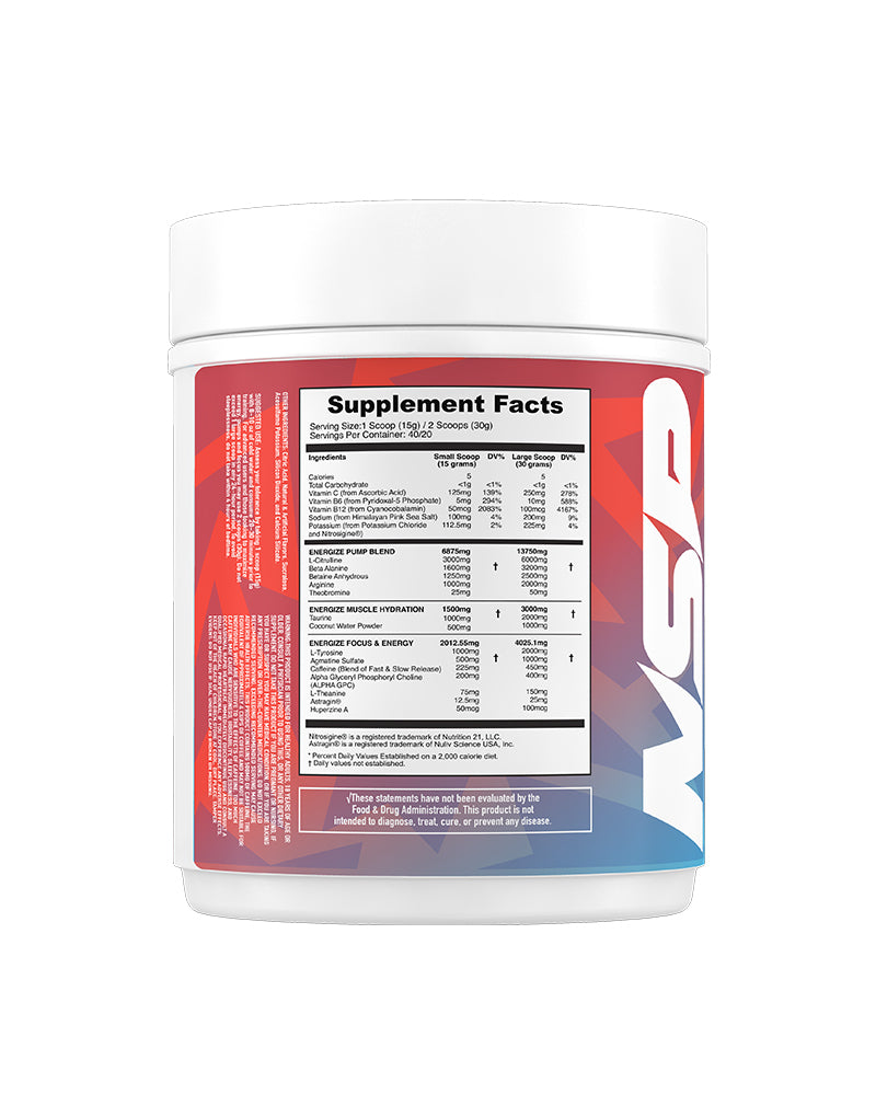 Energize Complete Pre Workout and Pump Blend Supplement