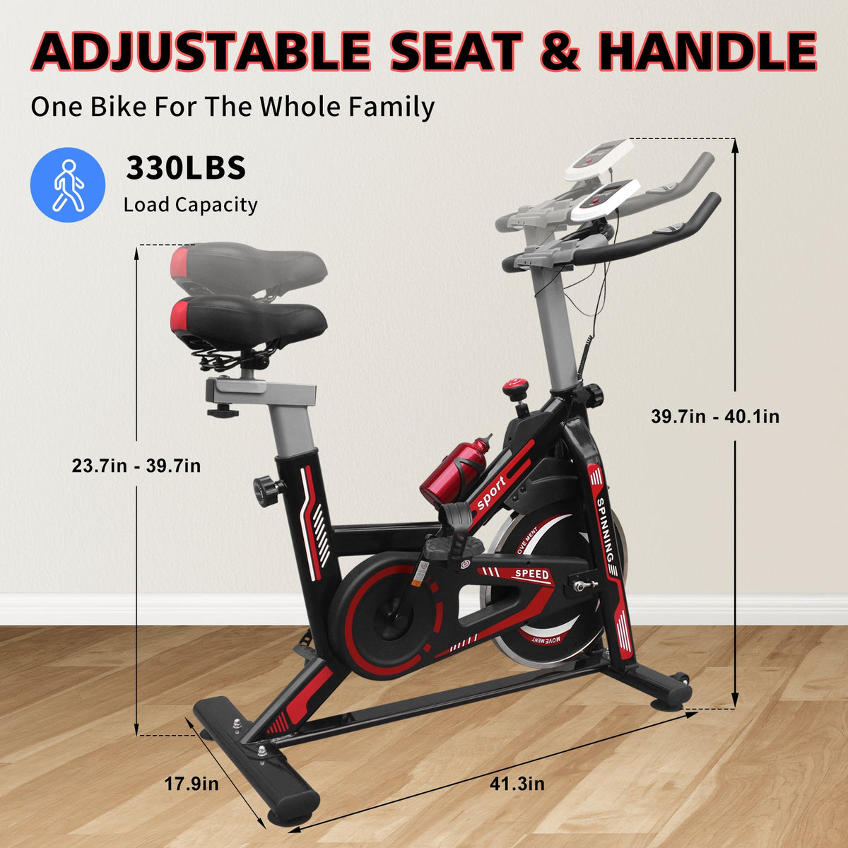 Indoor Exercise Cycling Bike with Comfortable Seat Cushion