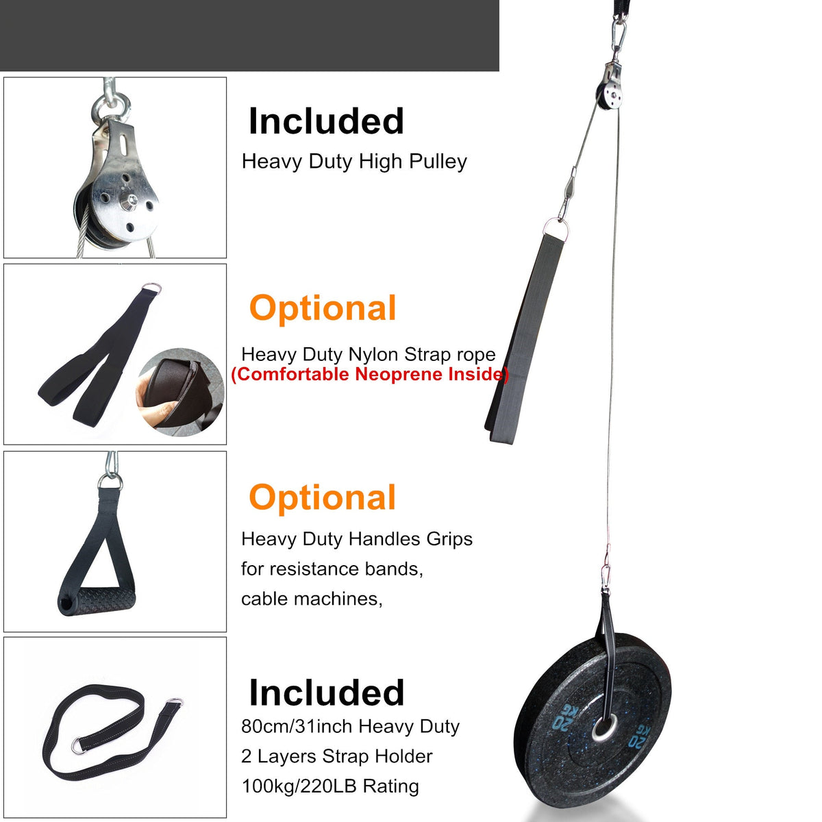 Pulley Cable Machine Attachment for Home Gym