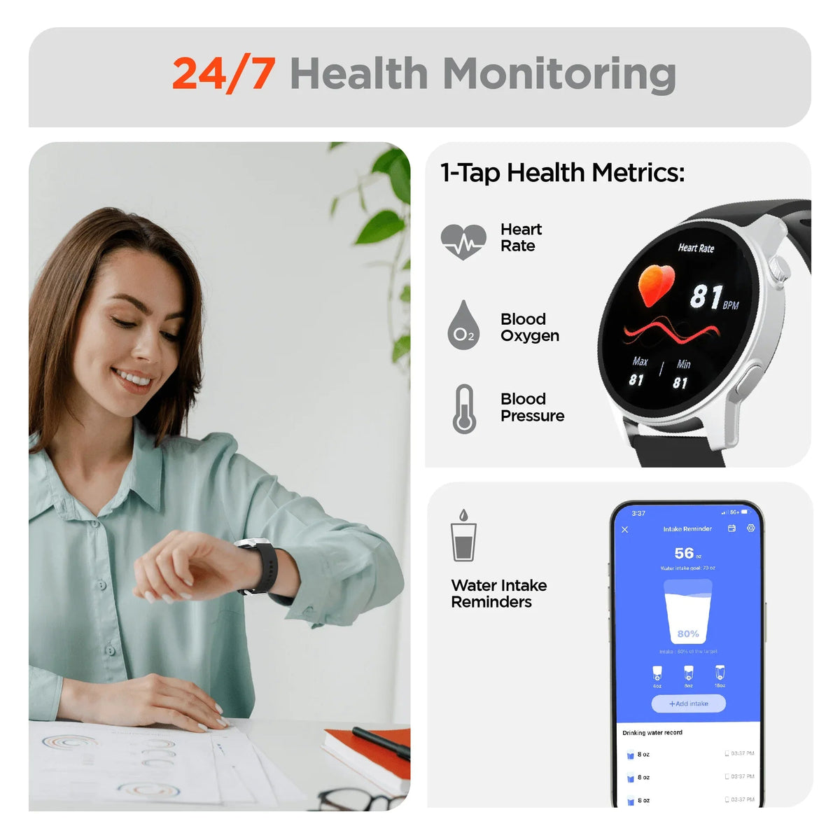 SmartWatch Fitness Tracker Activity Health Monitoring Wearable