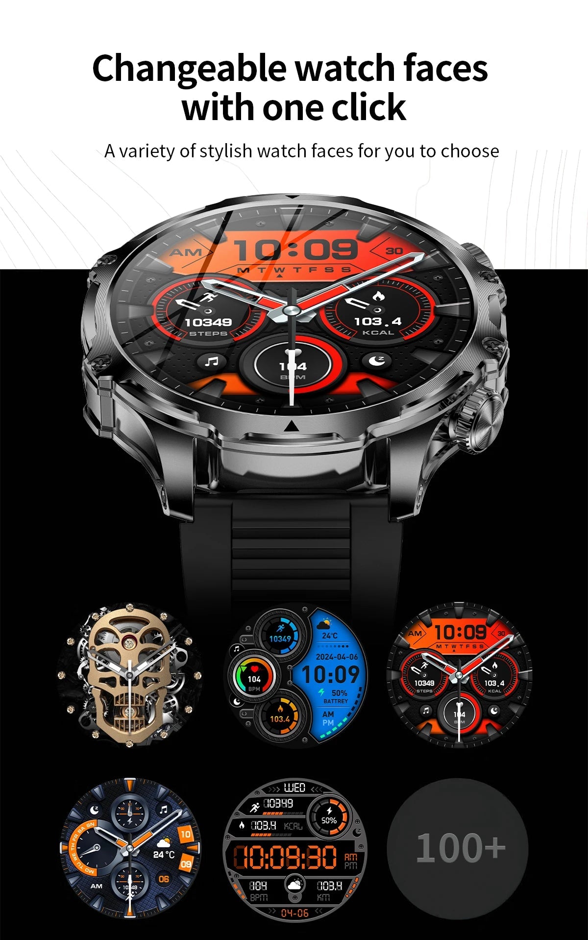 AK75 Smart Watch Flashlight Outdoor Sports Fitness Tracker