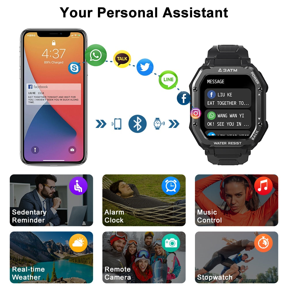 Rugged Smart Watch for Men Outdoor Sports