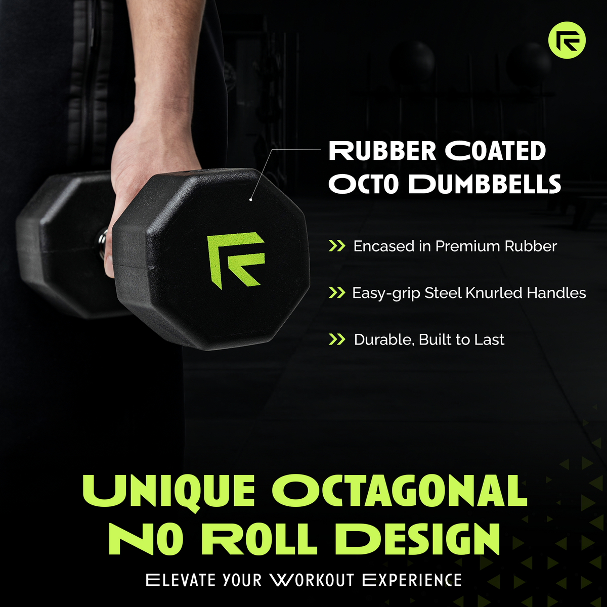 Octo Rubber Dumbbell for Home Strength Training Workouts