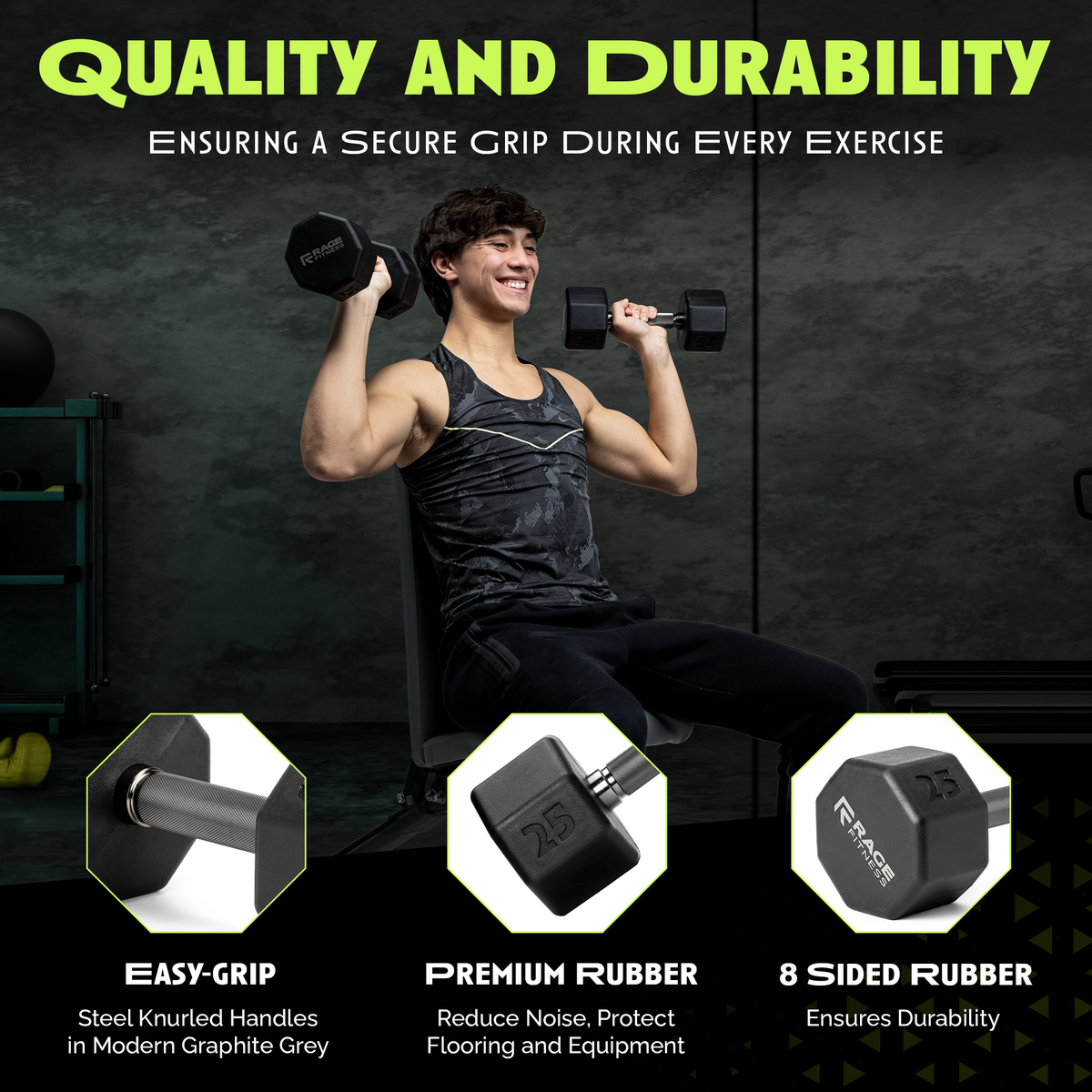 Octo Rubber Dumbbell for Home Strength Training Workouts