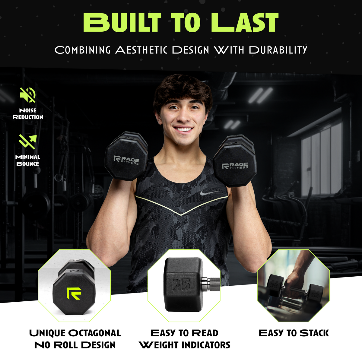 Octo Rubber Dumbbell for Home Strength Training Workouts