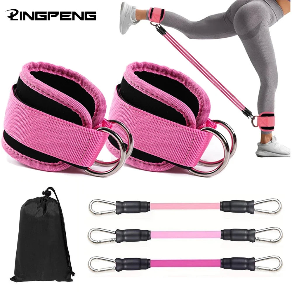 Ankle Straps Resistance Bands Fitness Workout Exercise Set