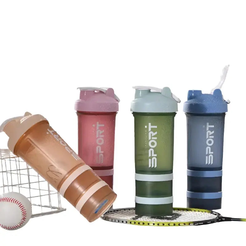 450ml Three Layer Plastic Protein Shaker Water Bottle
