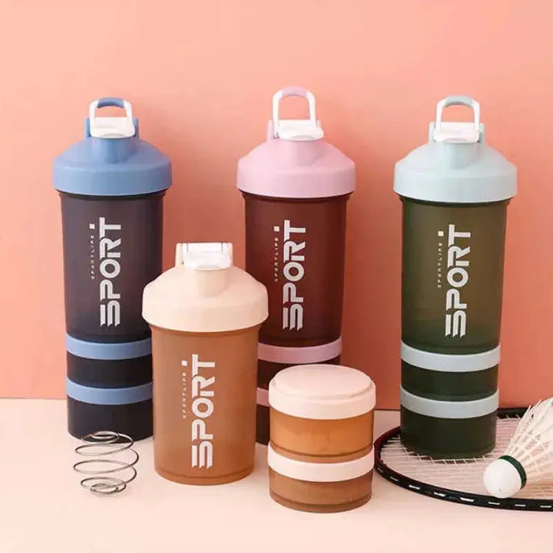 450ml Three Layer Plastic Protein Shaker Water Bottle