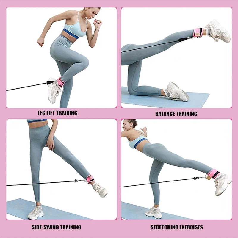Ankle Straps Resistance Bands Fitness Workout Exercise Set