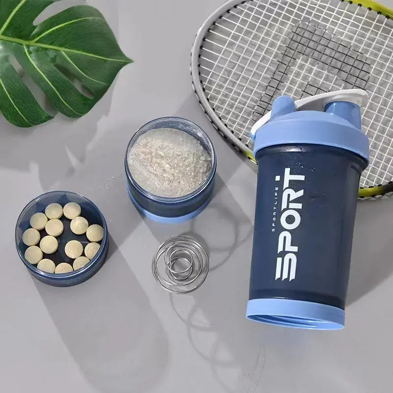 450ml Three Layer Plastic Protein Shaker Water Bottle