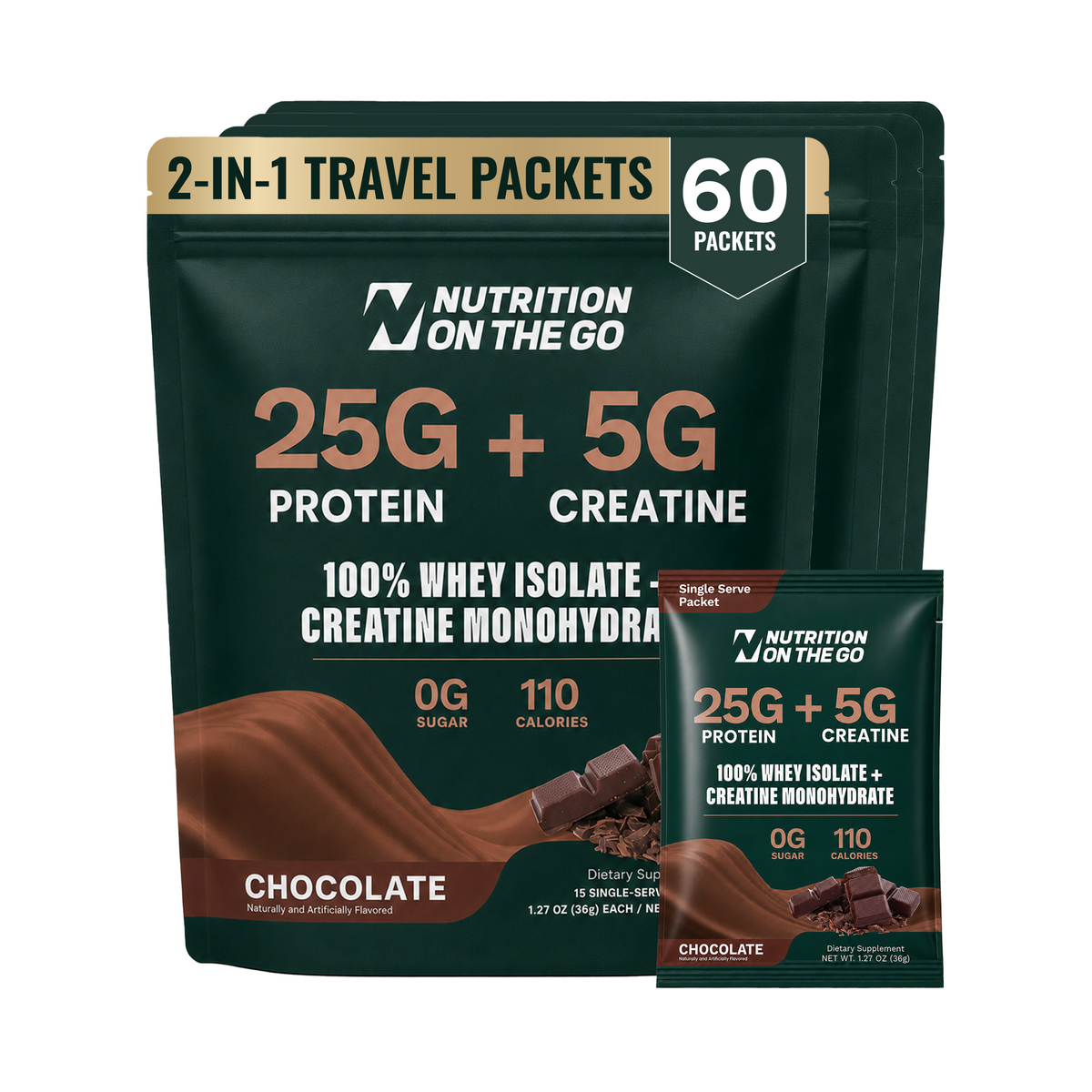 2 in 1 Whey Protein Isolate Creatine Travel Packets