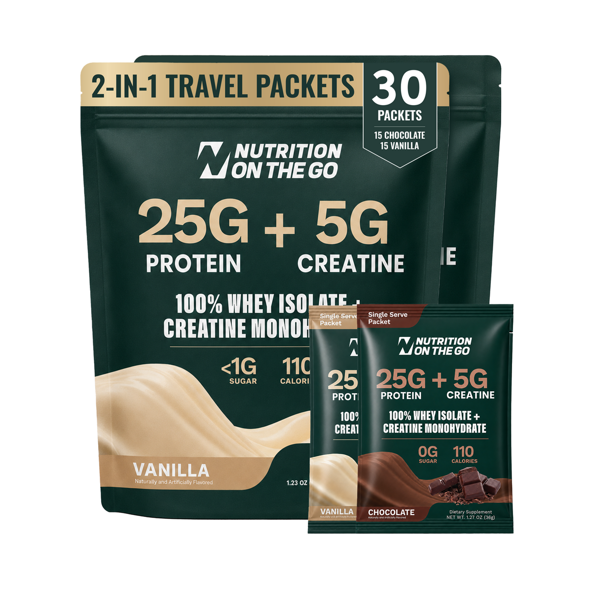 2 in 1 Whey Protein Isolate Creatine Travel Packets