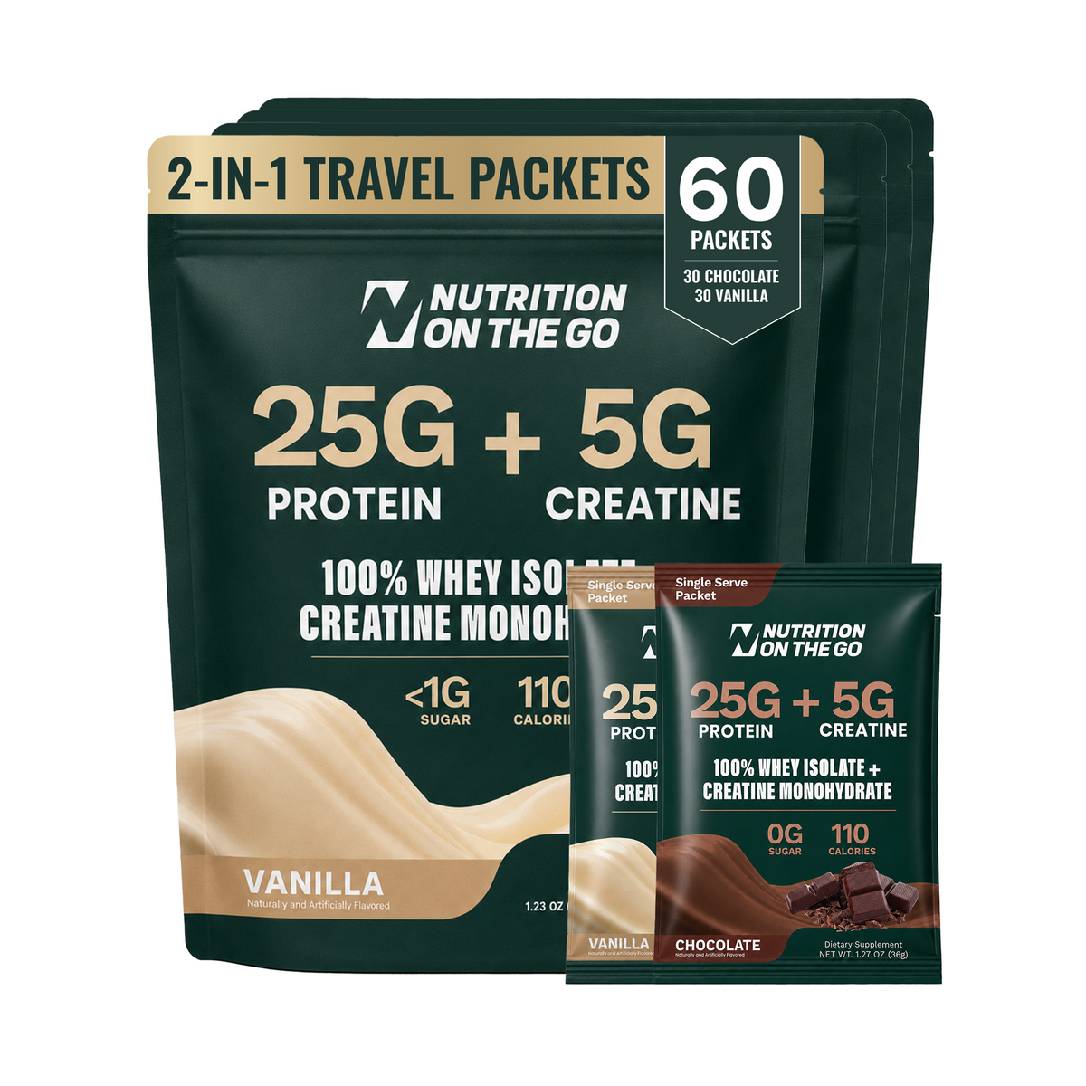 2 in 1 Whey Protein Isolate Creatine Travel Packets