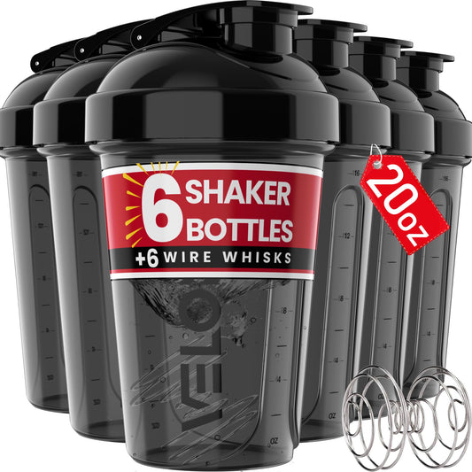 6 Pack 20 oz Protein Shaker Bottles