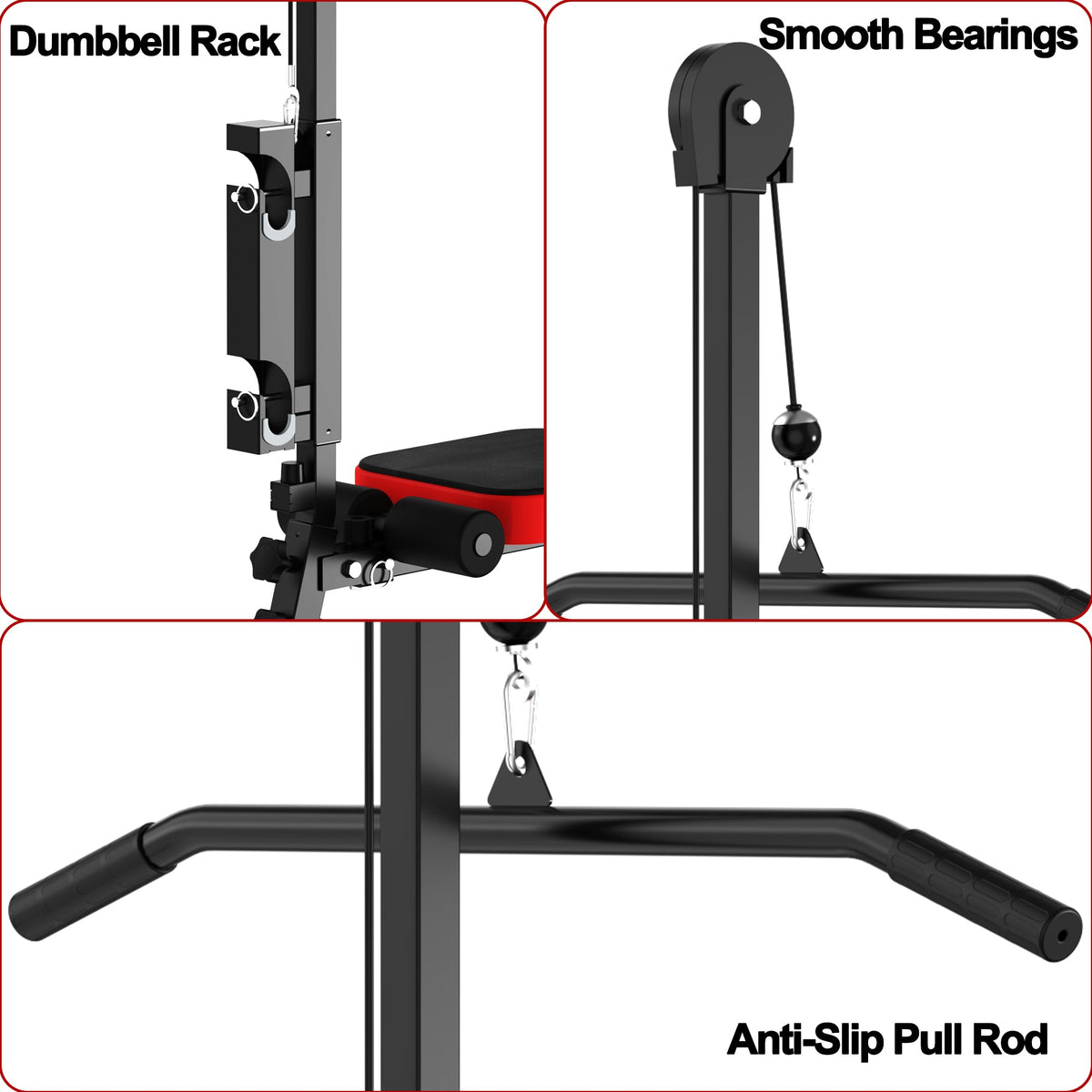 Multi Functional Weight Bench with Pulley Adjustable Backrest