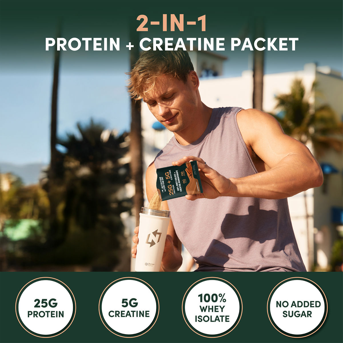 2 in 1 Whey Protein Isolate Creatine Travel Packets