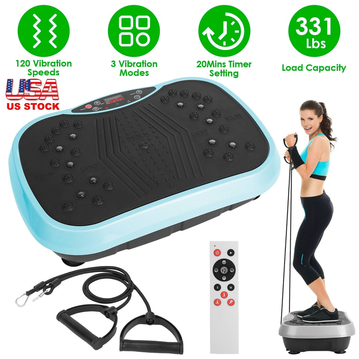 Whole Body Vibration Machine with Resistance Bands Remote