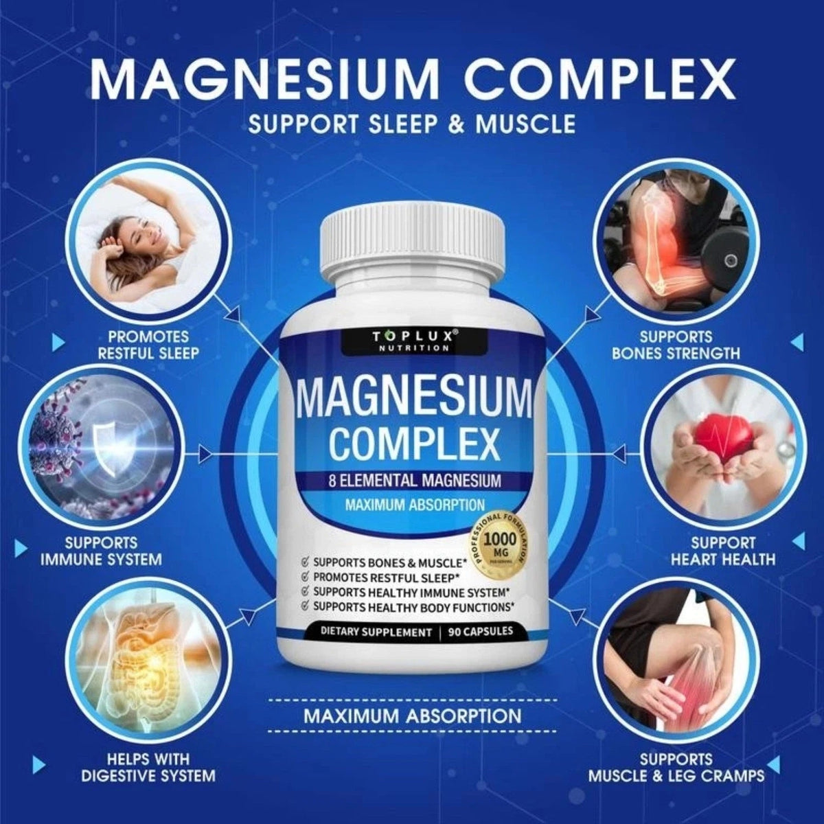 Magnesium Complex 1000mg 90 Capsules Glycinate Citrate Malate